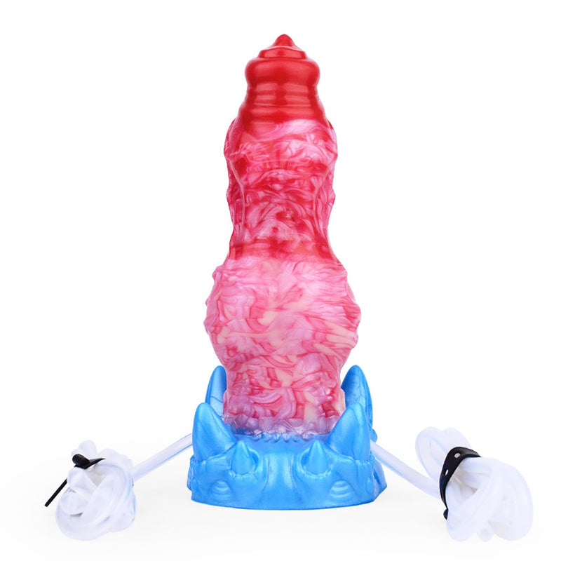 Kiotos Monstar - Blow Cum Cock - Nadmuchiwany Dildo Z Funkcją Wytrysku - Czerwony/Różowy/Niebieski-Erotiekvoordeel.nl