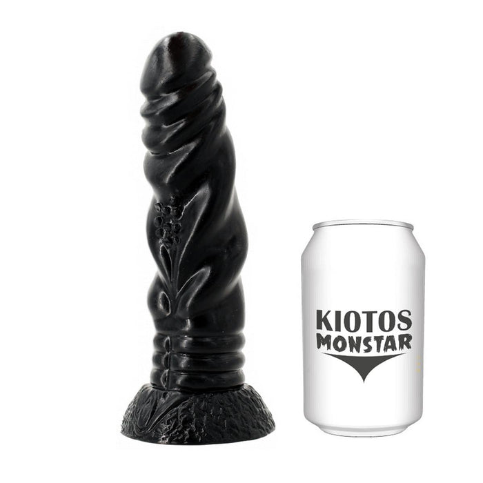Kiotos Monstar - Hyra - Geribbelde Dildo - 21 x 4.8 cm - Zwart-Erotiekvoordeel.nl