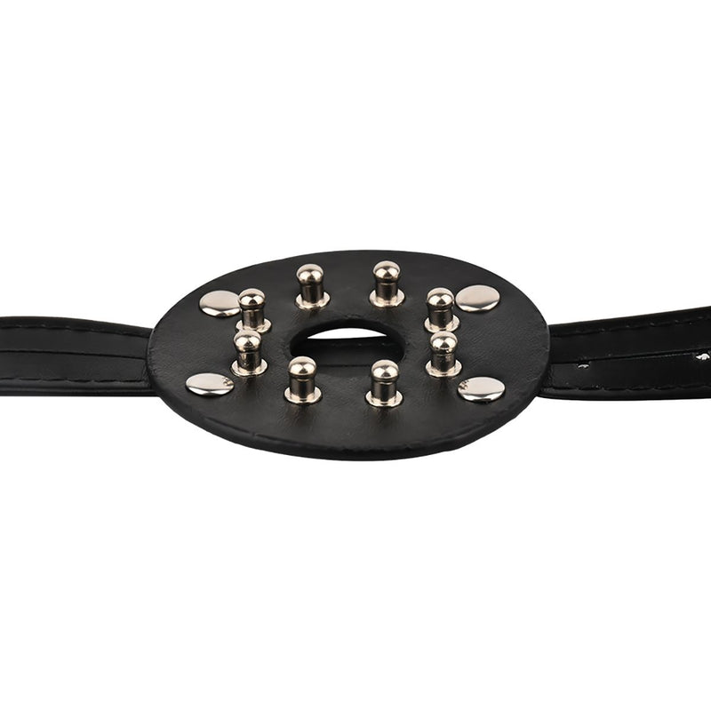 Kiotos - PU leather breast harness with open nipples and round studs - Erotiekvoordeel.nl