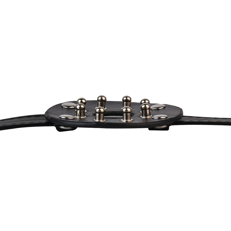 Kiotos - PU leather breast harness with open nipples and round studs - Erotiekvoordeel.nl