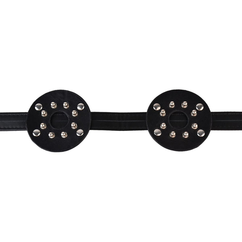 Kiotos - PU leather breast harness with open nipples and round studs - Erotiekvoordeel.nl