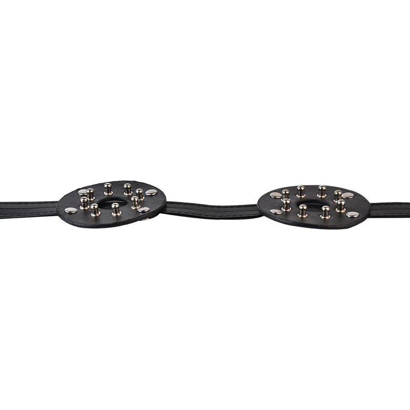 Kiotos - PU leather breast harness with open nipples and round studs - Erotiekvoordeel.nl
