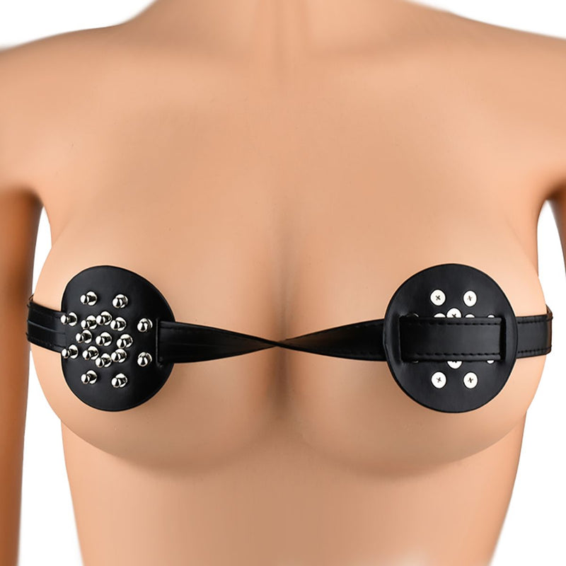 Kiotos - PU leather breast harness with round studs - Erotiekvoordeel.nl
