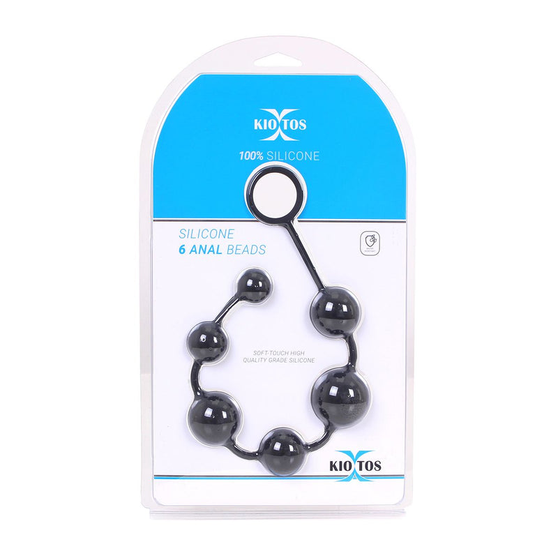 Kiotos - Collana anale in silicone con perline - 6 perline - Nero - Erotiekvoordeel.nl