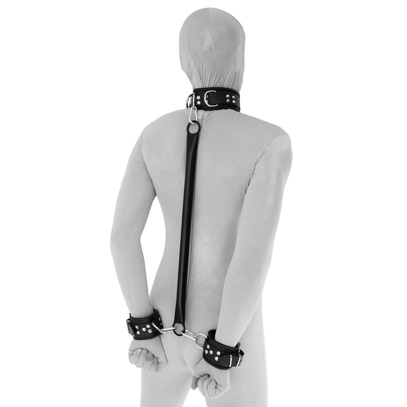 Kiotos - Spreader bar met lederen handboeien en collar-Erotiekvoordeel.nl