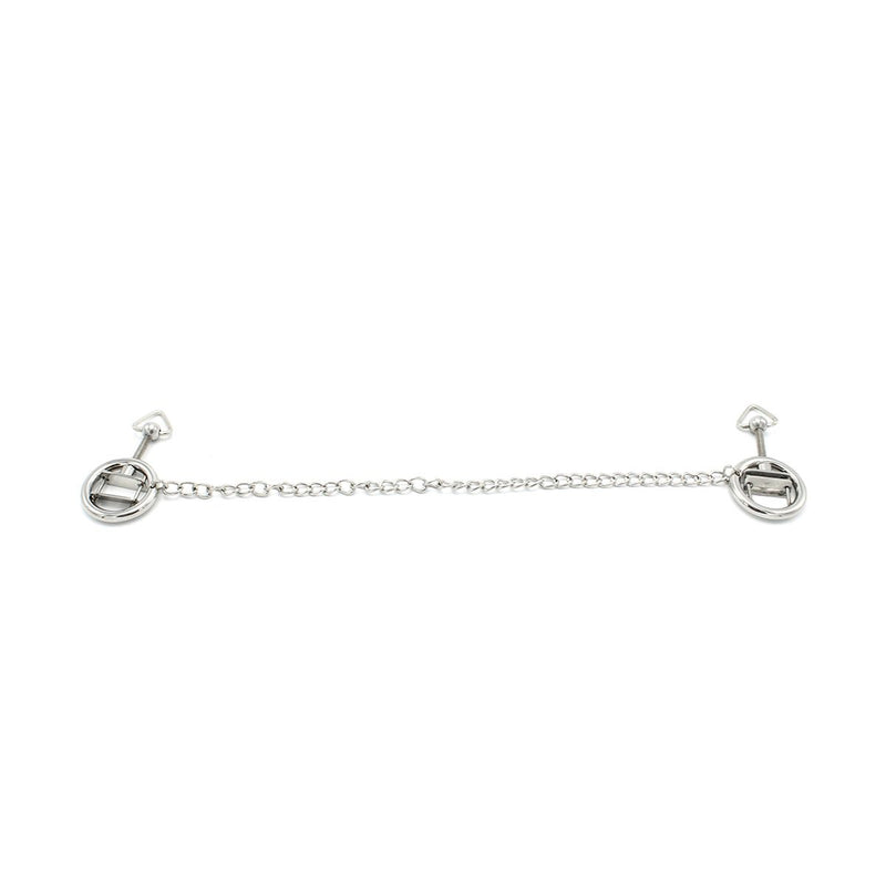 Kiotos - Steel Nipple Clamp Rings With Chain - Stainless Steel - Chain Length 38 cm - Erotiekvoordeel.nl