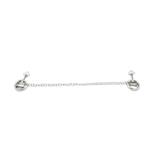 Kiotos - Steel Nipple Clamp Rings With Chain - Stainless Steel - Chain Length 38 cm - Erotiekvoordeel.nl