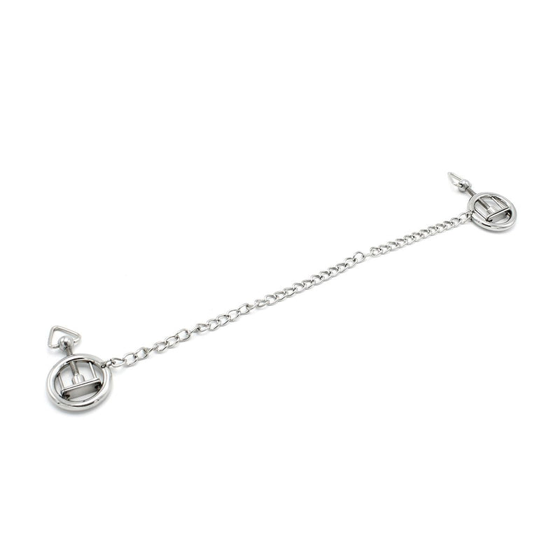 Kiotos - Steel Nipple Clamp Rings With Chain - Stainless Steel - Chain Length 38 cm-Erotiekvoordeel.nl