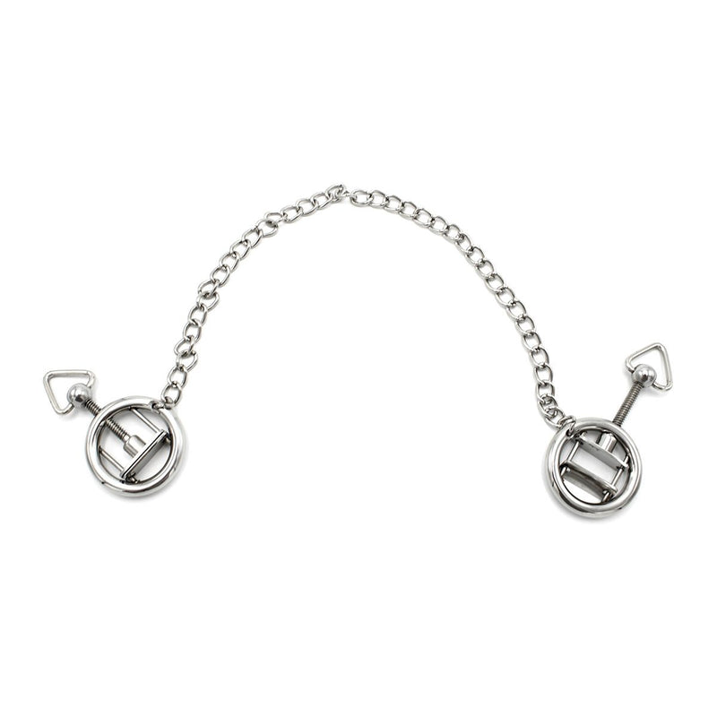 Kiotos - Steel Nipple Clamp Rings With Chain - Stainless Steel - Chain Length 38 cm-Erotiekvoordeel.nl