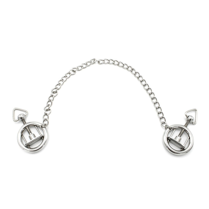 Kiotos - Steel Nipple Clamp Rings With Chain - Stainless Steel - Chain Length 38 cm - Erotiekvoordeel.nl