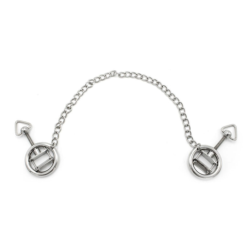 Kiotos - Steel Nipple Clamp Rings With Chain - Stainless Steel - Chain Length 38 cm - Erotiekvoordeel.nl