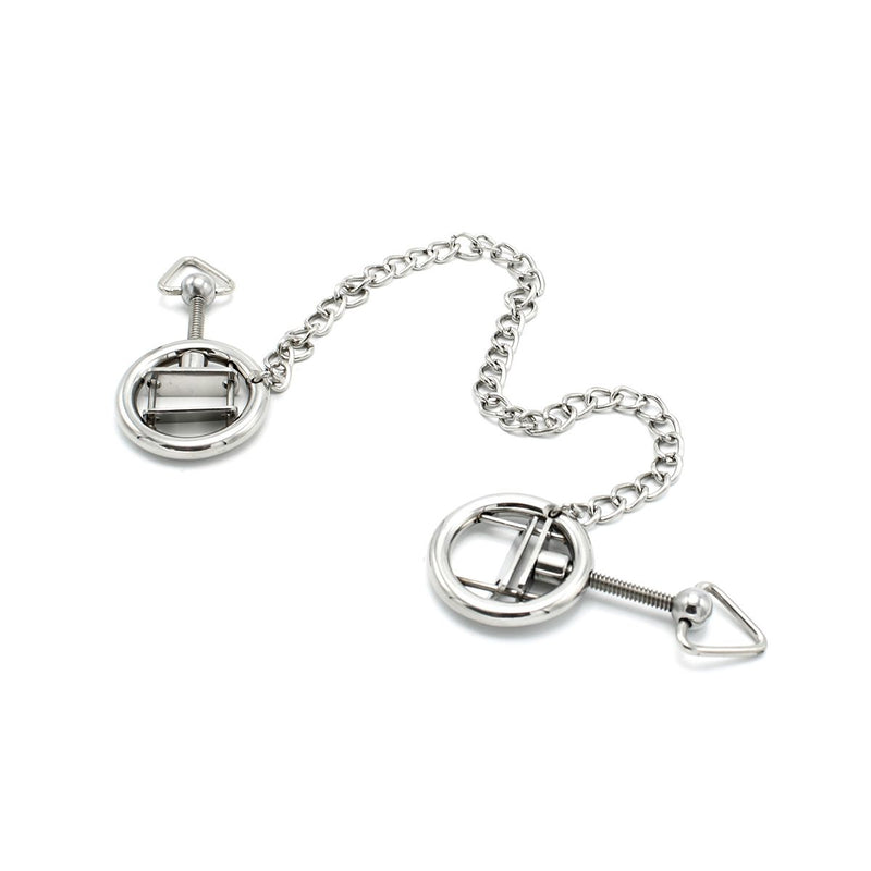 Kiotos - Steel Nipple Clamp Rings With Chain - Stainless Steel - Chain Length 38 cm - Erotiekvoordeel.nl