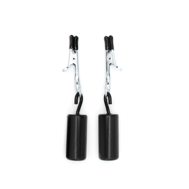 Kiotos - Crocodile Tepelklemmen - 2 x 100g met Haakgewichten- RVS - Zwart-Erotiekvoordeel.nl