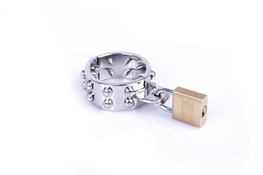 Kiotos Steel - Anneau pénien métallique avec picots à l'intérieur et cadenas - Erotiekvoordeel.nl