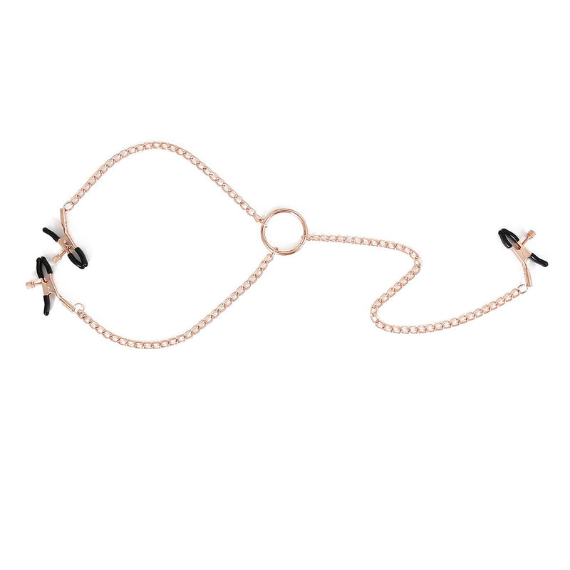 Kiotos - Rosé Gouden Tepelklemmen met Clitoris Klem-Erotiekvoordeel.nl