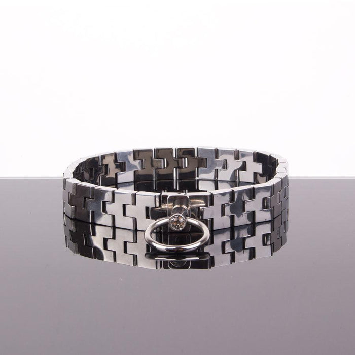 Kiotos Steel - Watch band Collar met Schakels - O-ring met Swarovski Kristal En Slot-Erotiekvoordeel.nl