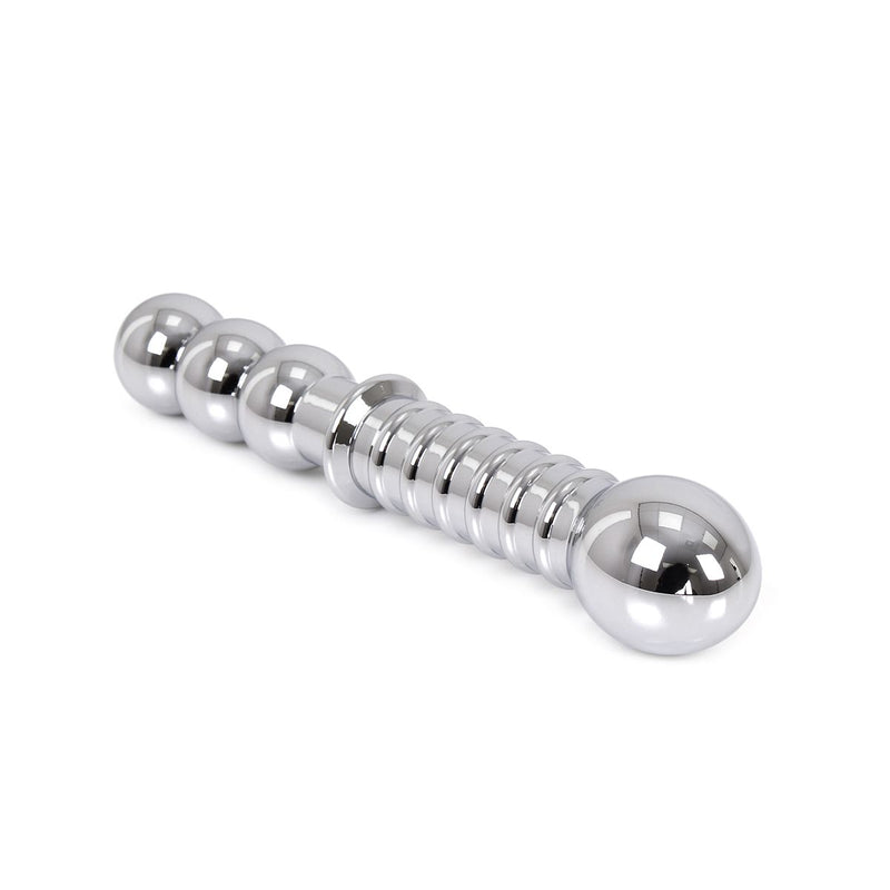 Kiotos - Zware Metalen Dildo Met Ribbels 19 x 3,5 cm - aan beide Kanten te gebruiken-Erotiekvoordeel.nl
