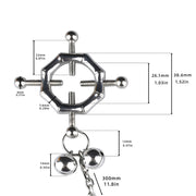 Kiotos - Hexagonal Nipple Clamps with Tinkling Bells and PU Leather Bra Harness - Erotiekvoordeel.nl