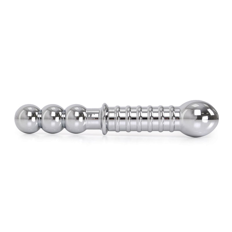 Kiotos - Heavy Metal Dildo with Ridges 19 x 3.5 cm - Can be used on both ends - Erotiekvoordeel.nl