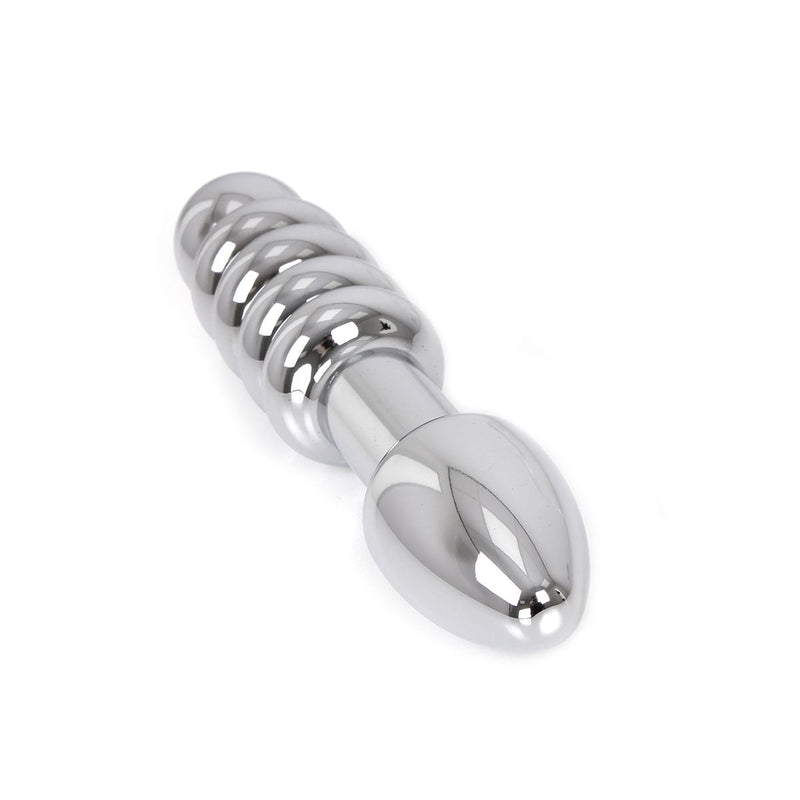 Kiotos - Dildo in metallo pesante con nervature e plug 19 x 3,5 cm - utilizzabile su entrambi i lati - Erotiekvoordeel.nl