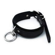 Kiotos - Black Leather Collar with Large O-Ring - Erotiekvoordeel.nl