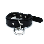 Kiotos - Black Leather Collar with Large O-Ring - Erotiekvoordeel.nl