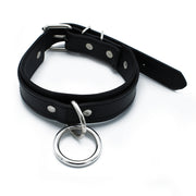 Kiotos - Black Leather Collar with Large O-Ring - Erotiekvoordeel.nl