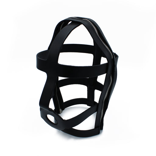 Kiotos - Cage pour la tête en cuir noir avec fermetures éclair - Erotiekvoordeel.nl