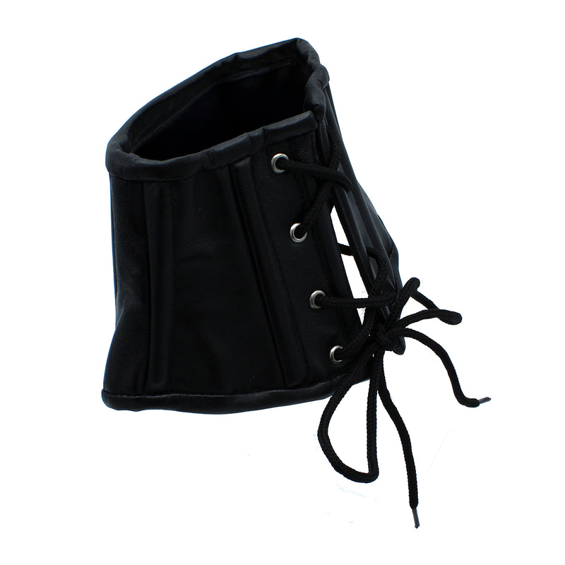 Kiotos - Schwarzes Leder-Schnürkorsett-Halsband - Erotiekvoordeel.nl