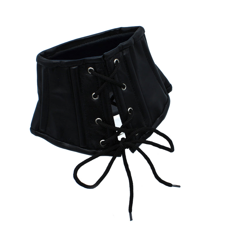 Kiotos - Schwarzes Leder-Schnürkorsett-Halsband - Erotiekvoordeel.nl