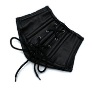 Kiotos - Schwarzes Leder-Schnürkorsett-Halsband - Erotiekvoordeel.nl