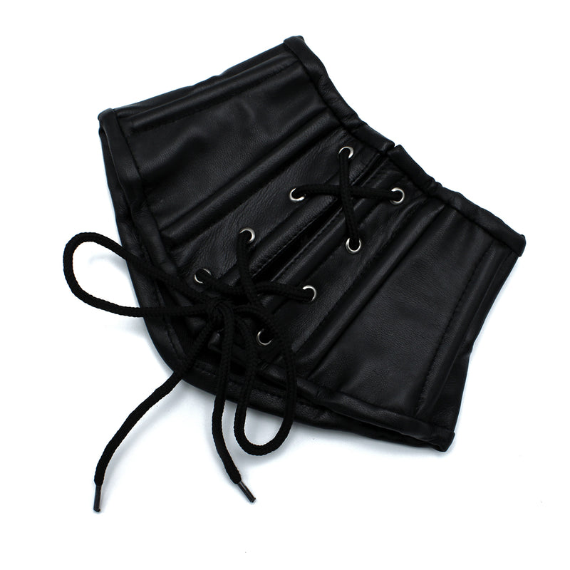 Kiotos - Schwarzes Leder-Schnürkorsett-Halsband - Erotiekvoordeel.nl