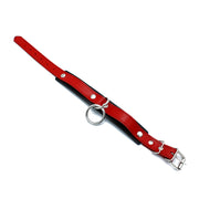Kiotos - Schwarz/Rotes Lederhalsband mit großem O-Ring - Erotiekvoordeel.nl