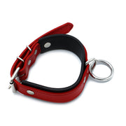 Kiotos - Schwarz/Rotes Lederhalsband mit großem O-Ring - Erotiekvoordeel.nl