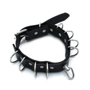 Kiotos - Schwarzes Lederhalsband mit mehreren D-Ringen - Erotiekvoordeel.nl