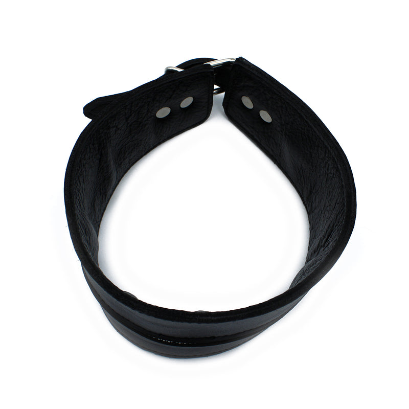 Kiotos - Collar de cuello alto de cuero negro con cremallera - Erotiekvoordeel.nl