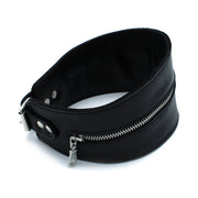 Kiotos - Collar de cuello alto de cuero negro con cremallera - Erotiekvoordeel.nl