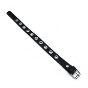 Kiotos - Black Leather Slim Collar with Multi-Metal Eyelets - Erotiekvoordeel.nl