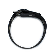 Kiotos - Black Leather Slim Collar with Multi-Metal Eyelets - Erotiekvoordeel.nl