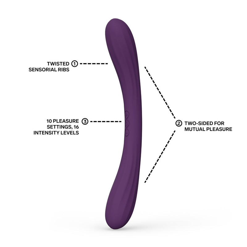 LELO - Boomerang - Vibratore a doppia estremità - Doppio motore - Viola-Erotiekvoordeel.nl