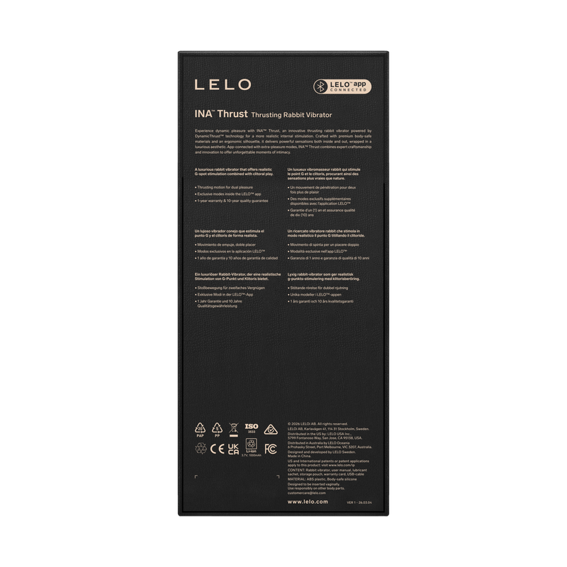 LELO - Ina Thrust - Rabbit Vibrator with Thrusting Motion - Black - Erotiekvoordeel.nl