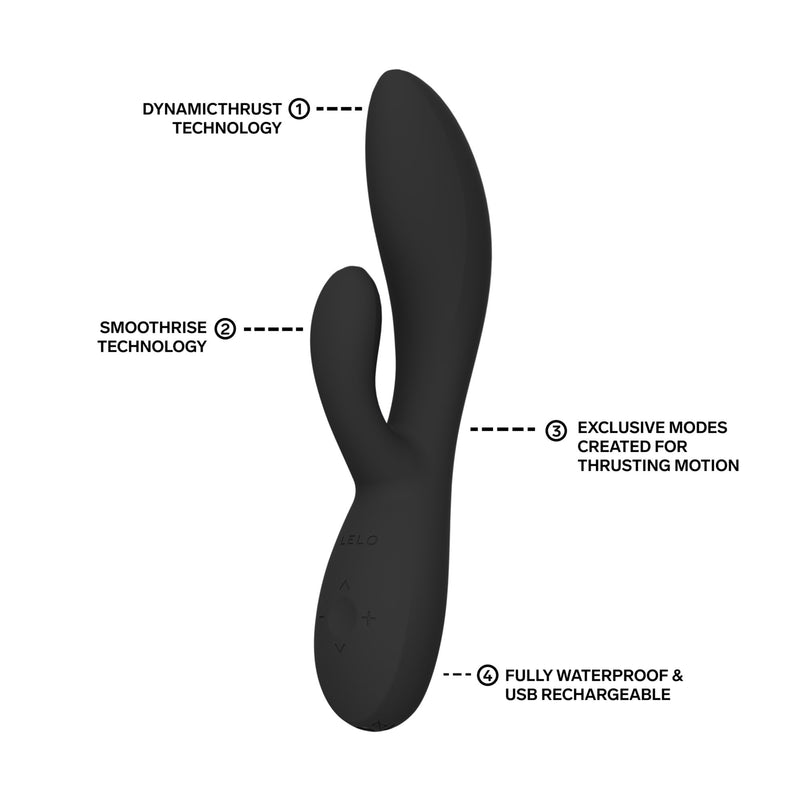 LELO - Ina Thrust - Rabbit Vibrator with Thrusting Motion - Black - Erotiekvoordeel.nl