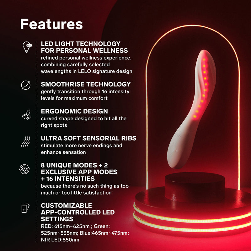 LELO - Mona Spectra - Massaggiatore benessere con luce rossa - Bianco - Erotiekvoordeel.nl