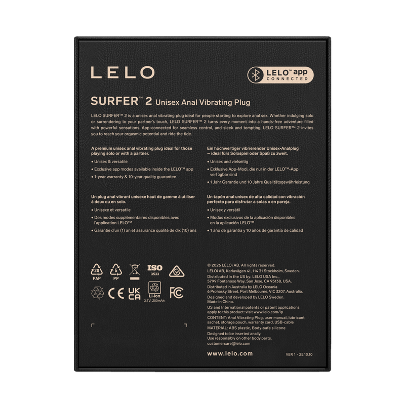 LELO - Surfer 2 - Unisex-Vibrations-Analplug - Violet-Erotiekvoordeel.nl