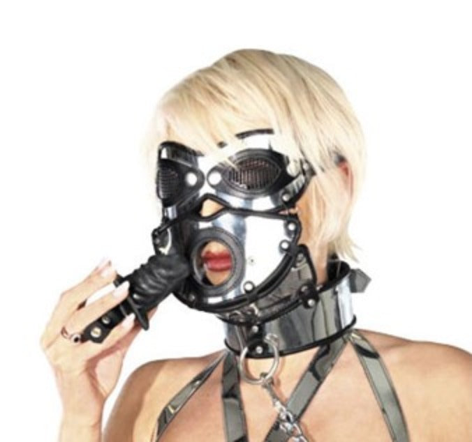 Ledapol - Leather Mask with Collar, Eye Covers, and Gag - Thick Tanned Leather-Erotiekvoordeel.nl