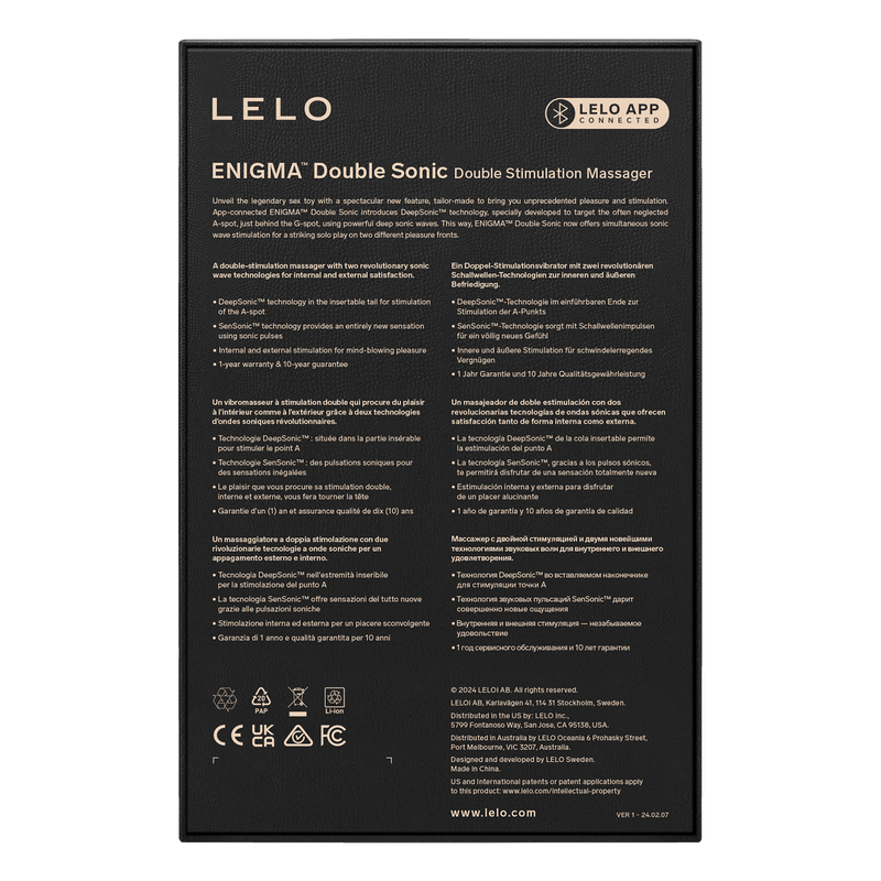 Lelo - Enigma Double Sonic - Potrójna Stymulacja - Sterowanie Przez Aplikację - Fioletowy-Erotiekvoordeel.nl