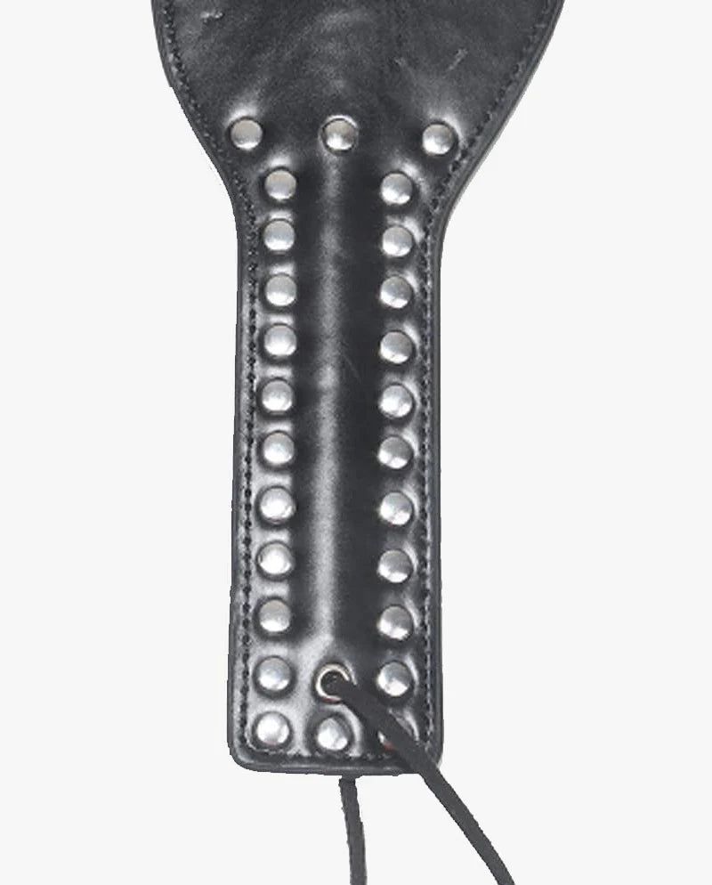 Leather Spanking Paddle - Studded Hand - Black - Erotiekvoordeel.nl
