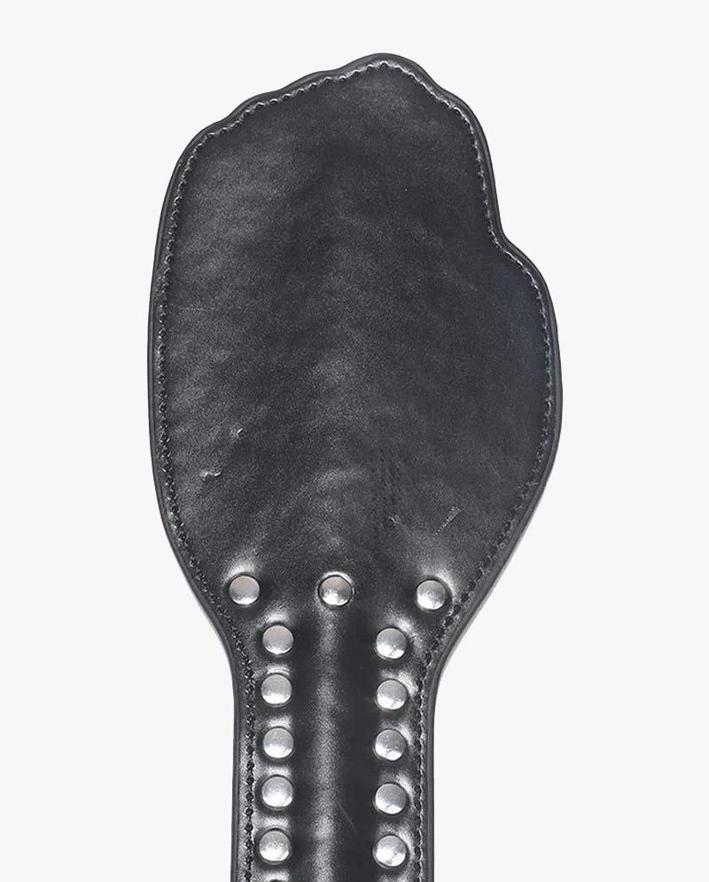 Leather Spanking Paddle - Studded Hand - Black - Erotiekvoordeel.nl