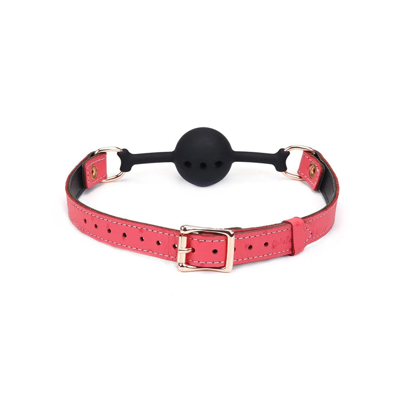 Liebe Seele - Angel's Kiss Leren Ball Gag - Luxe En exclusief ontwerp - Roze/Zwart/Rosé Goud-Erotiekvoordeel.nl