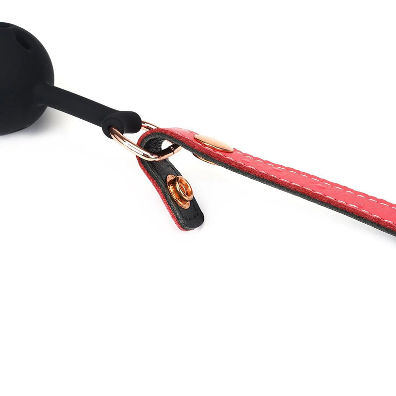 Liebe Seele - Angel's Kiss Leren Ball Gag - Luxe En exclusief ontwerp - Roze/Zwart/Rosé Goud-Erotiekvoordeel.nl